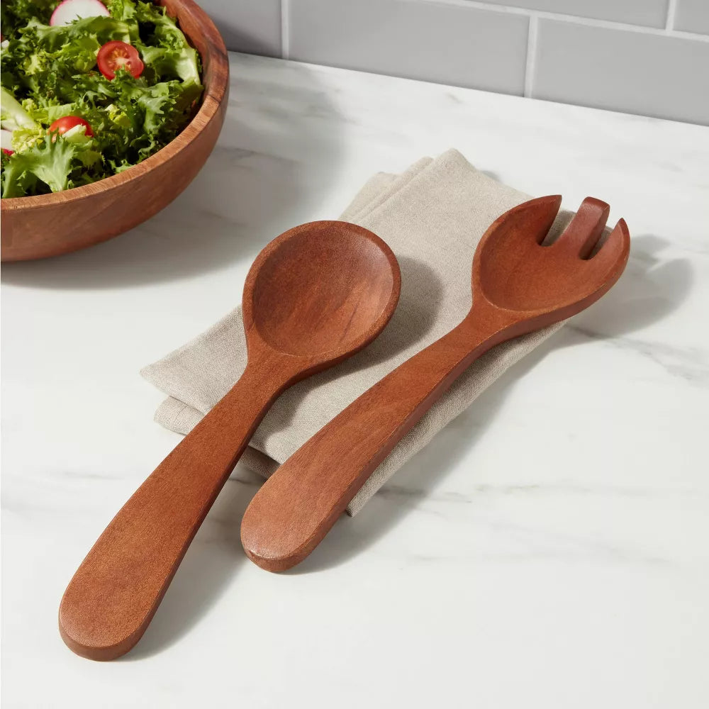 2‑Piece Wooden Salad Serving Utensil Set
