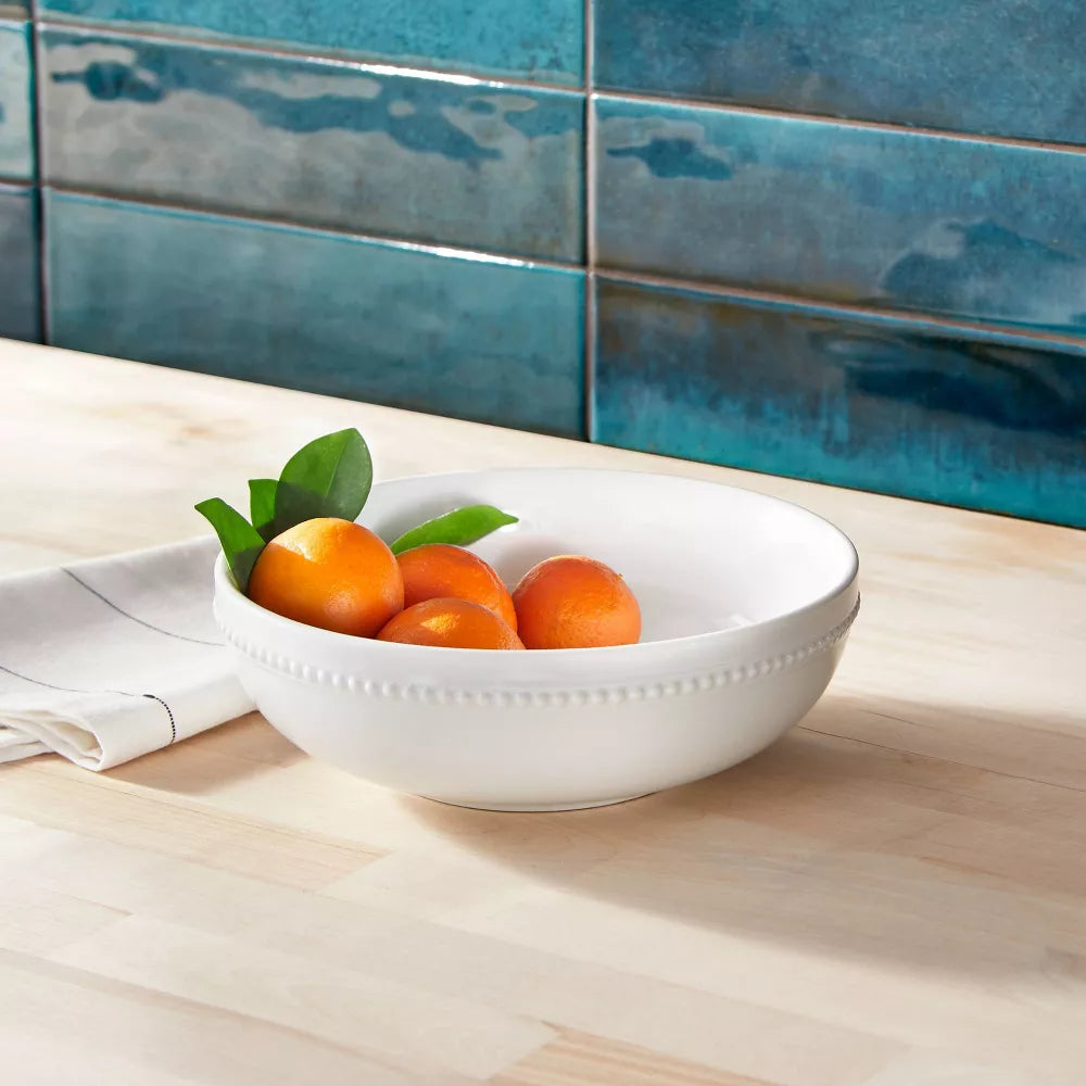 Embellished Rim Porcelain Serving Bowl