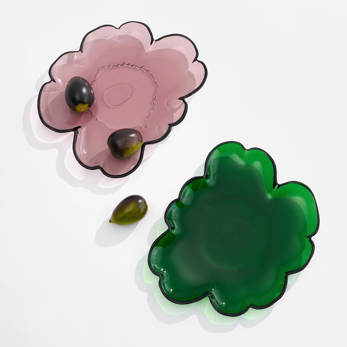 Floral‑Shaped Transparent Glass Dessert Plate