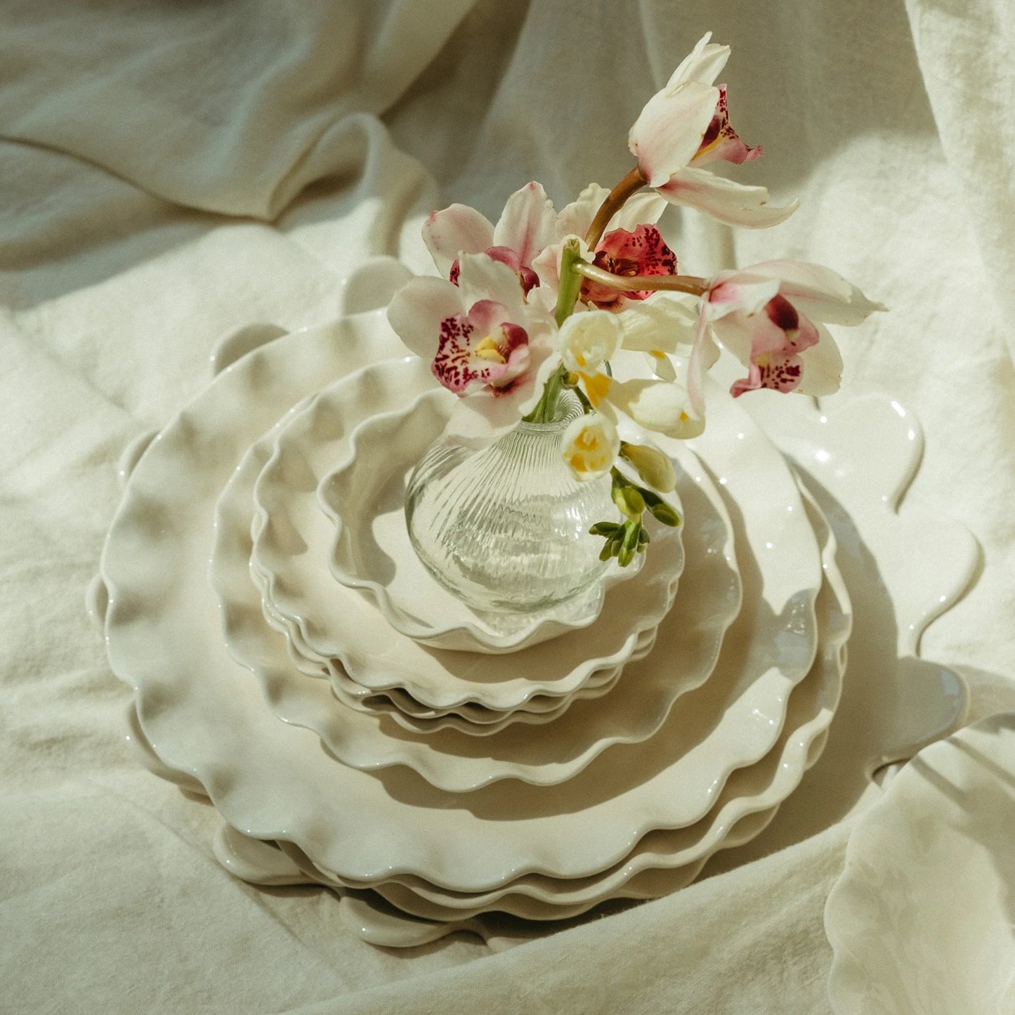 Wavy Edge Nature‑Inspired Dessert Plate Set