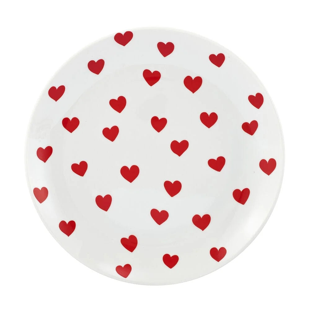 Coupe‑Shaped Heart Pattern Porcelain Dessert Plate Set