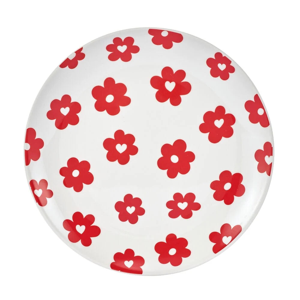 Coupe‑Shaped Heart Pattern Porcelain Dessert Plate Set