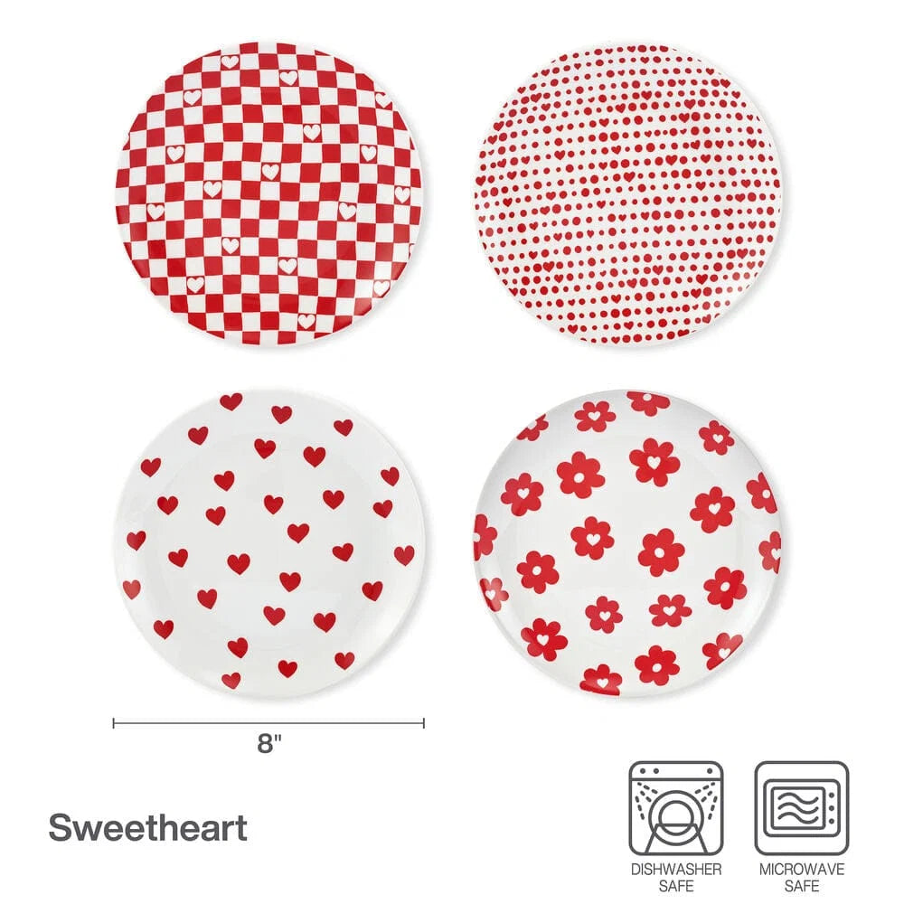 Coupe‑Shaped Heart Pattern Porcelain Dessert Plate Set