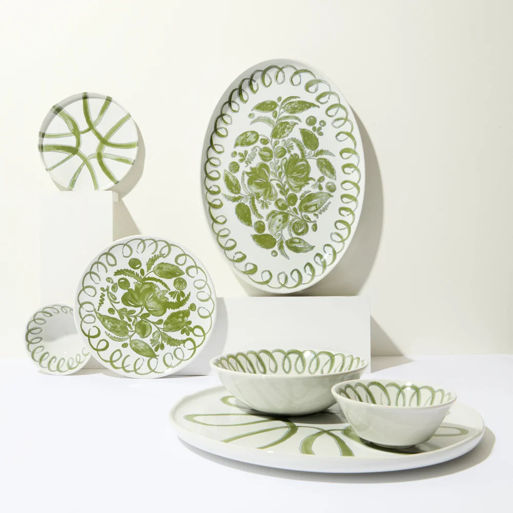Hand‑Painted Mediterranean Ceramic Dessert Plate