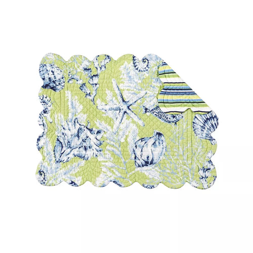 6‑Piece Quilted Reversible Cotton Scalloped Placemat Set