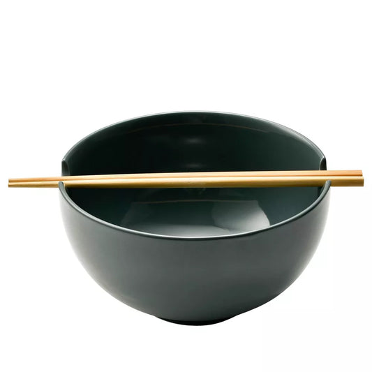 Ceramic Ramen Bowl Set With Chopstick Rest