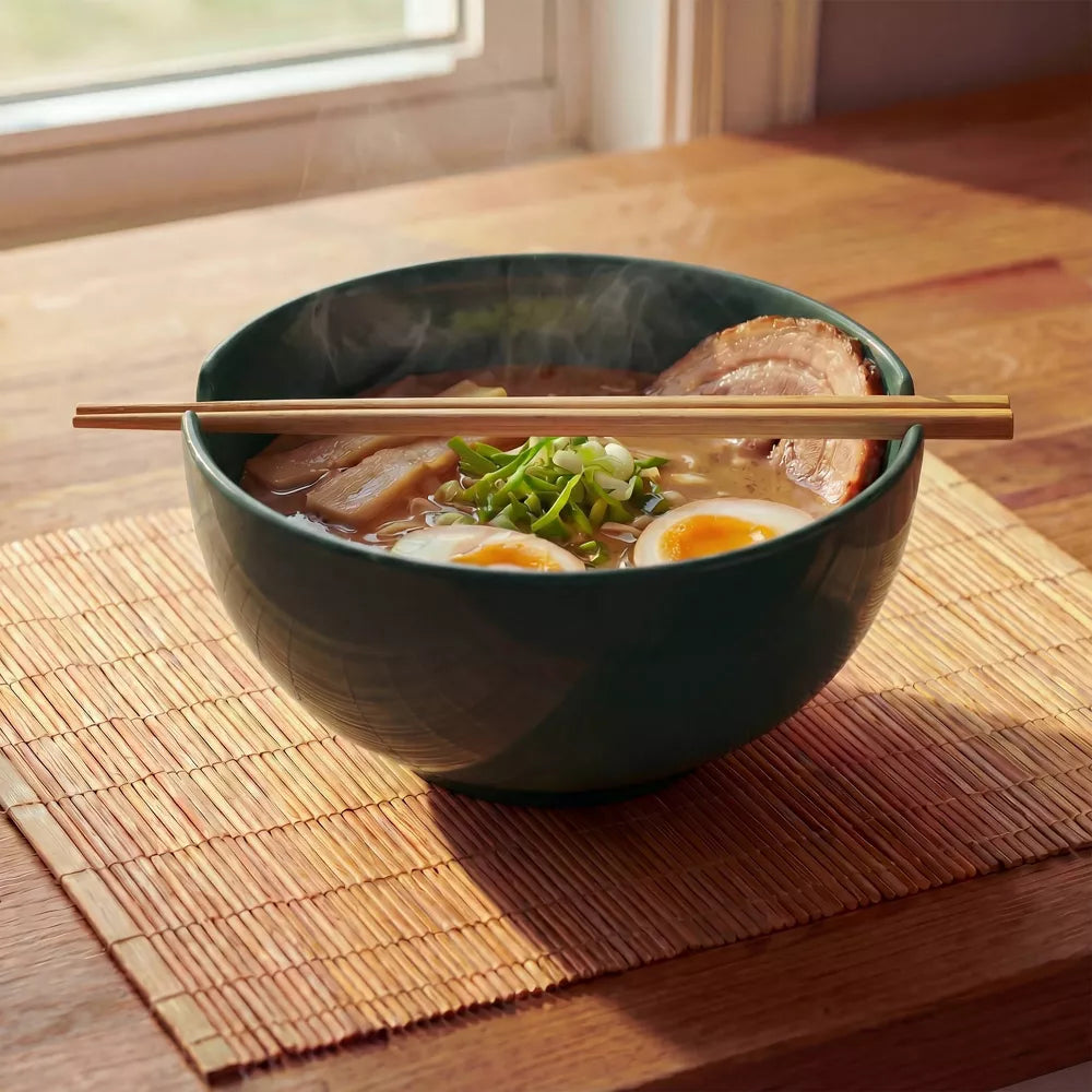 Ceramic Ramen Bowl Set With Chopstick Rest