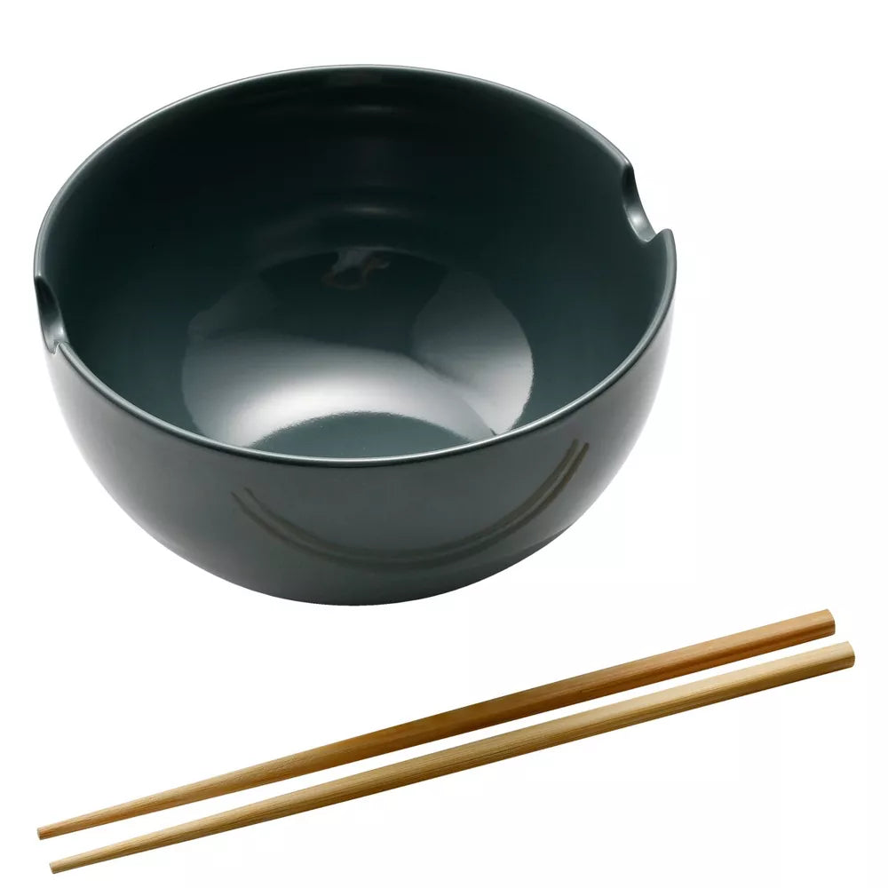 Ceramic Ramen Bowl Set With Chopstick Rest
