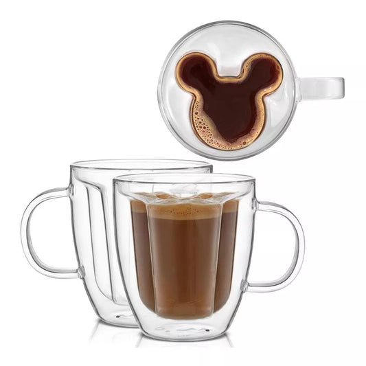 2‑Piece Double‑Wall Borosilicate Glass Coffee Mug Set