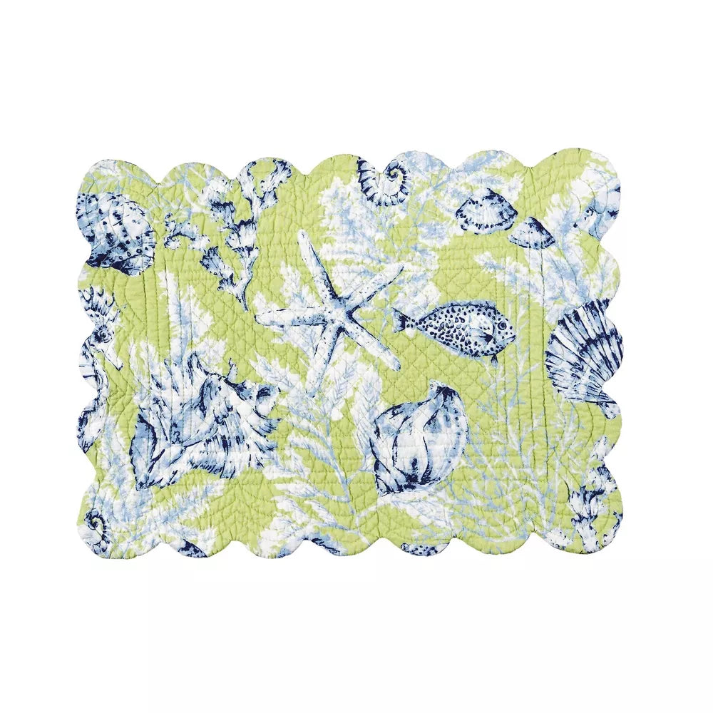 6‑Piece Quilted Reversible Cotton Scalloped Placemat Set