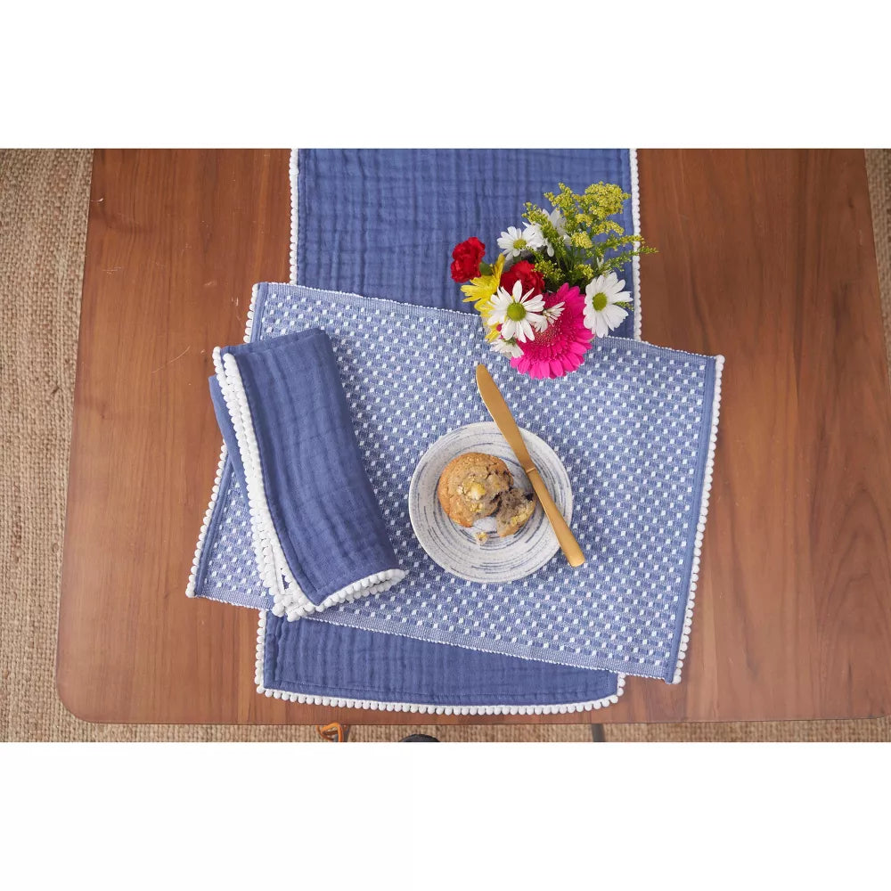4‑Piece Reversible Cotton Woven Dot Placemat Set
