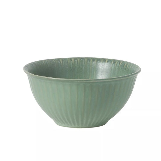 4‑Piece Ribbed Reactive‑Glaze Stoneware Soup Bowl Set